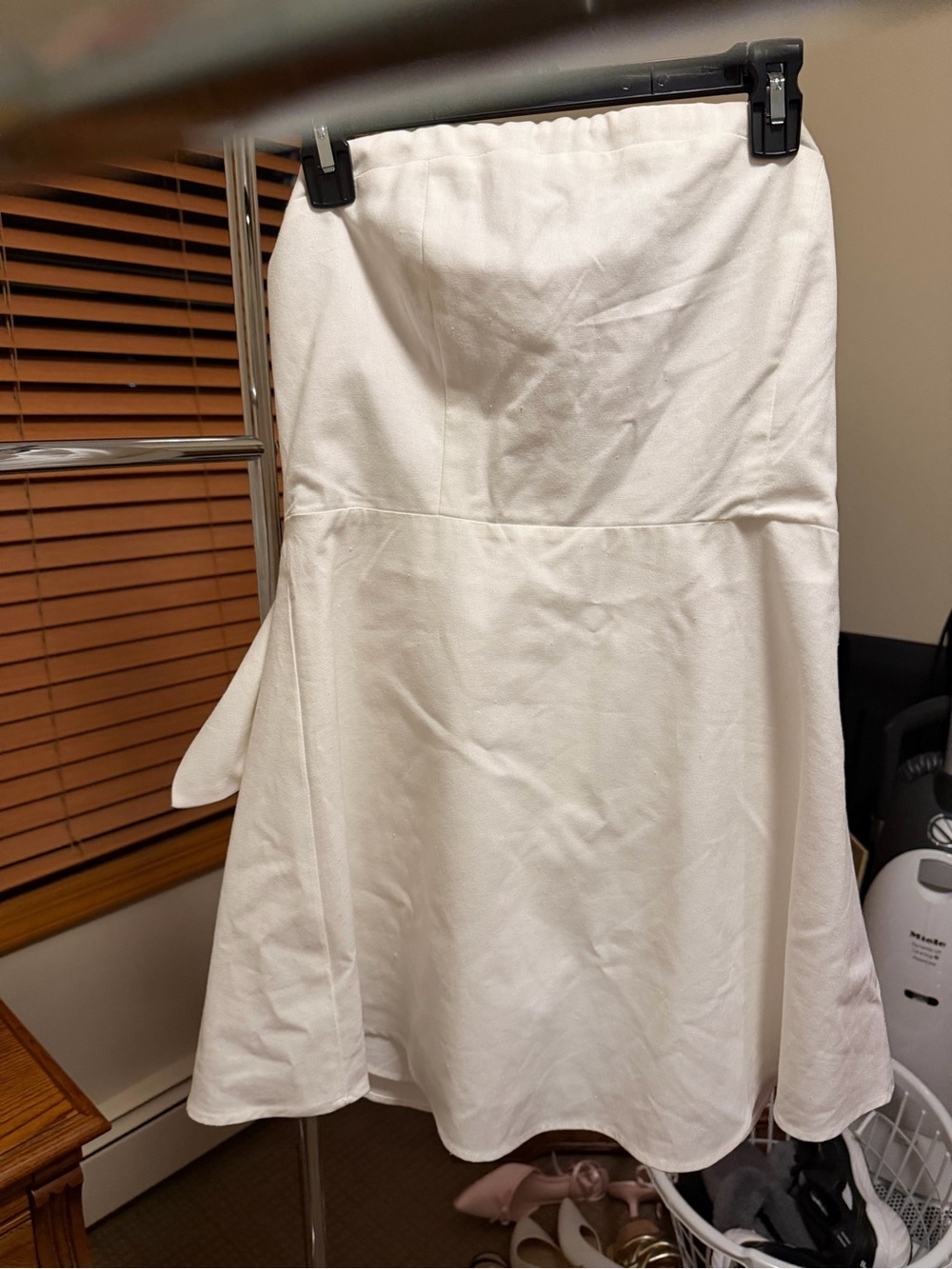 Altar'd State Strapless Ivory A-Line Dress with bow on back